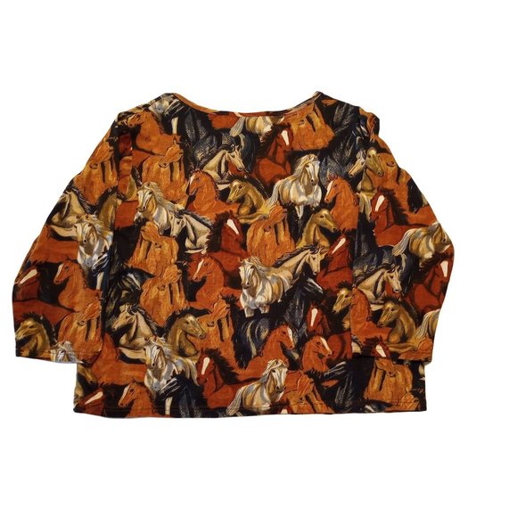 Take Two HORSE INSPIRED 3/4 Sleeve Round Neck 100% Cotton Top XL - Picture 2 of 4